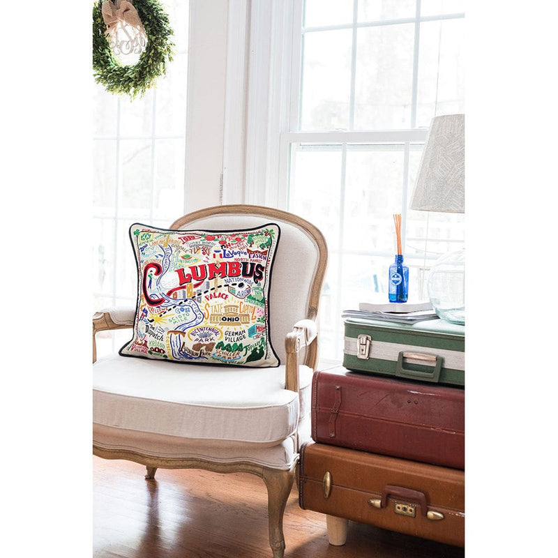 Quirks! Pillows Columbus Hand-Embroidered Pillow