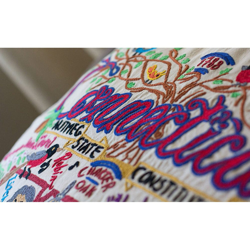 Quirks! Pillows Connecticut Hand-Embroidered Pillow