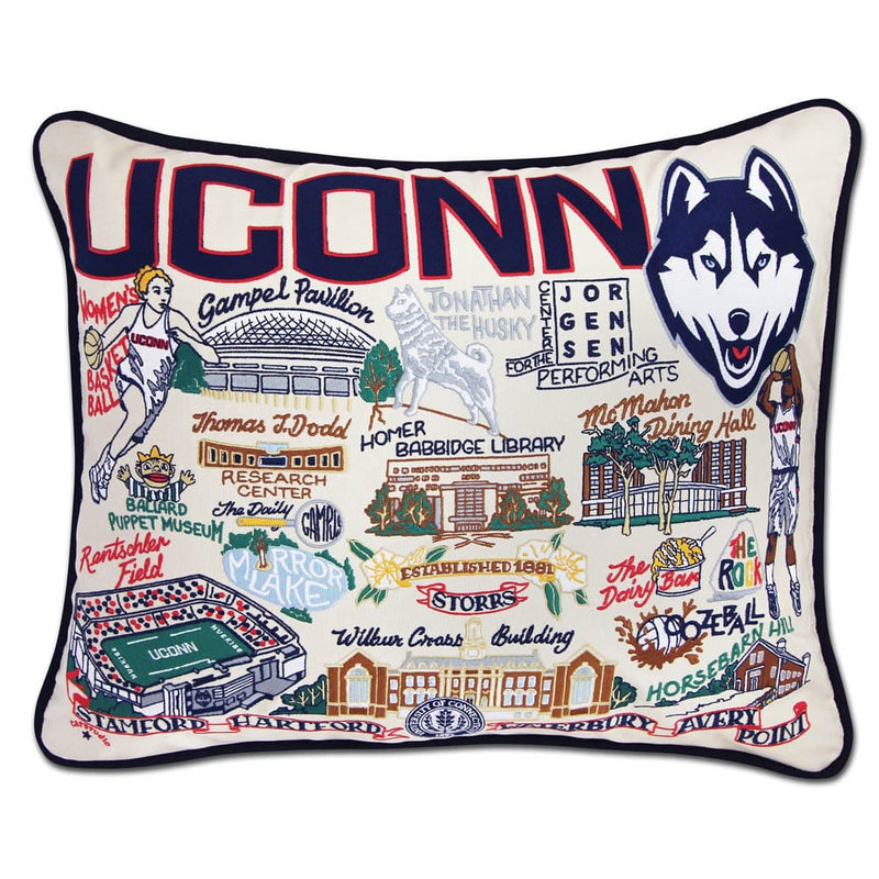 Quirks! Pillows Connecticut, University of Collegiate Embroidered Pillow by CatStudio