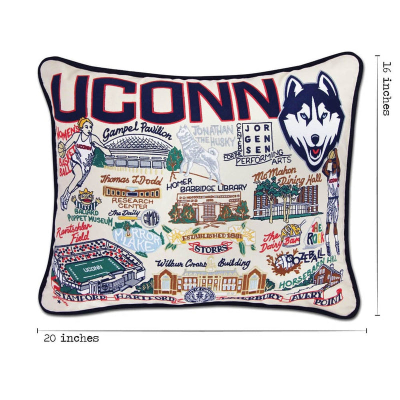 Quirks! Pillows Connecticut, University of Collegiate Embroidered Pillow by CatStudio