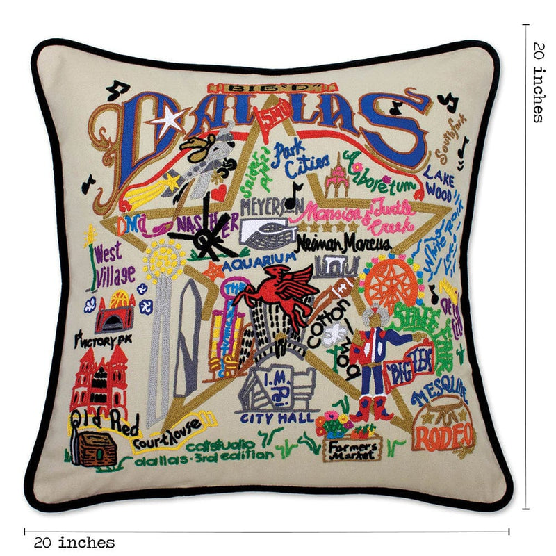 Quirks! Pillows Dallas Hand-Embroidered Pillow
