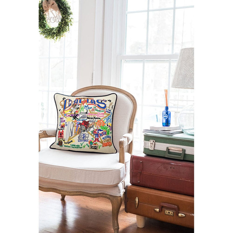Quirks! Pillows Dallas Hand-Embroidered Pillow