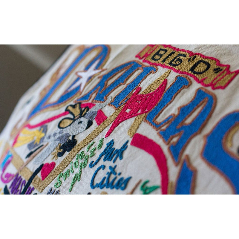 Quirks! Pillows Dallas Hand-Embroidered Pillow