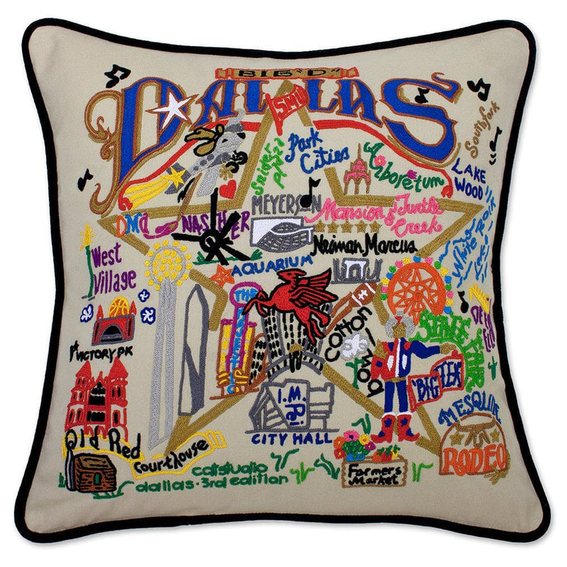 Quirks! Pillows Dallas Hand-Embroidered Pillow