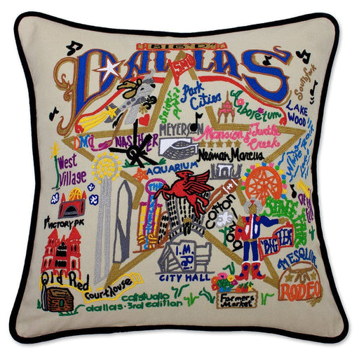 Quirks! Pillows Dallas Hand-Embroidered Pillow