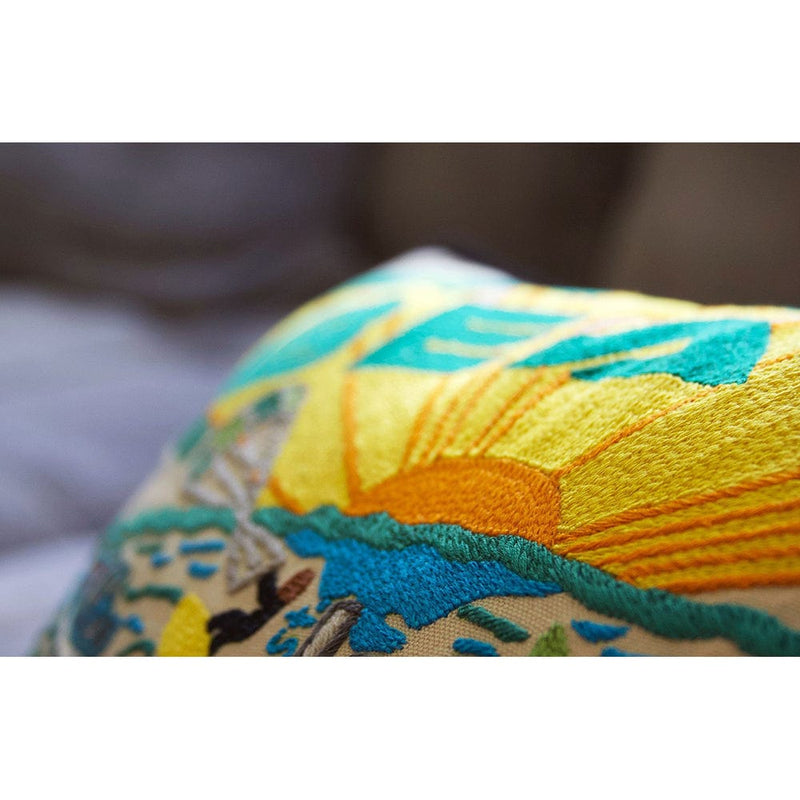 Quirks! Pillows Daytona Beach Hand-Embroidered Pillow