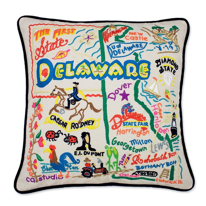 Quirks! Pillows Delaware Hand-Embroidered Pillow
