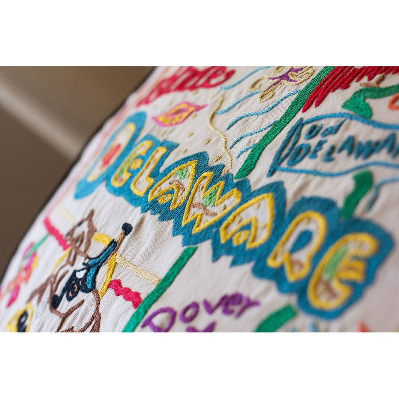 Quirks! Pillows Delaware Hand-Embroidered Pillow