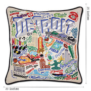 Quirks! Pillows Detroit Hand-Embroidered Pillow by Cat Studio
