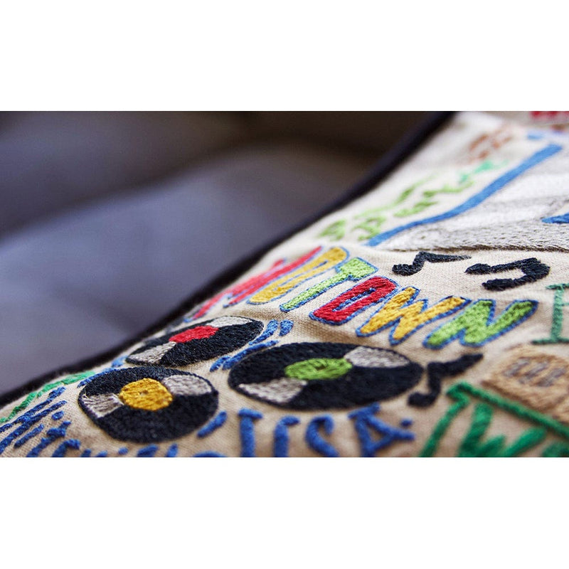 Quirks! Pillows Detroit Hand-Embroidered Pillow by Cat Studio