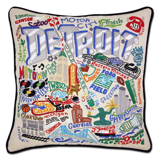 Quirks! Pillows Detroit Hand-Embroidered Pillow by Cat Studio