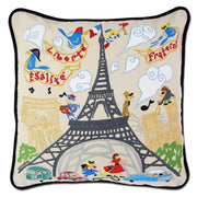 Quirks! Pillows Eiffel Tower Paris Hand-Embroidered Pillow