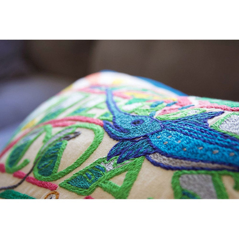 Quirks! Pillows Emerald Coast Hand-Embroidered Pillow