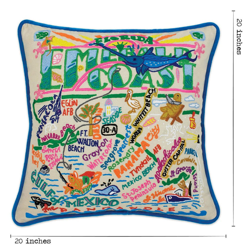Quirks! Pillows Emerald Coast Hand-Embroidered Pillow
