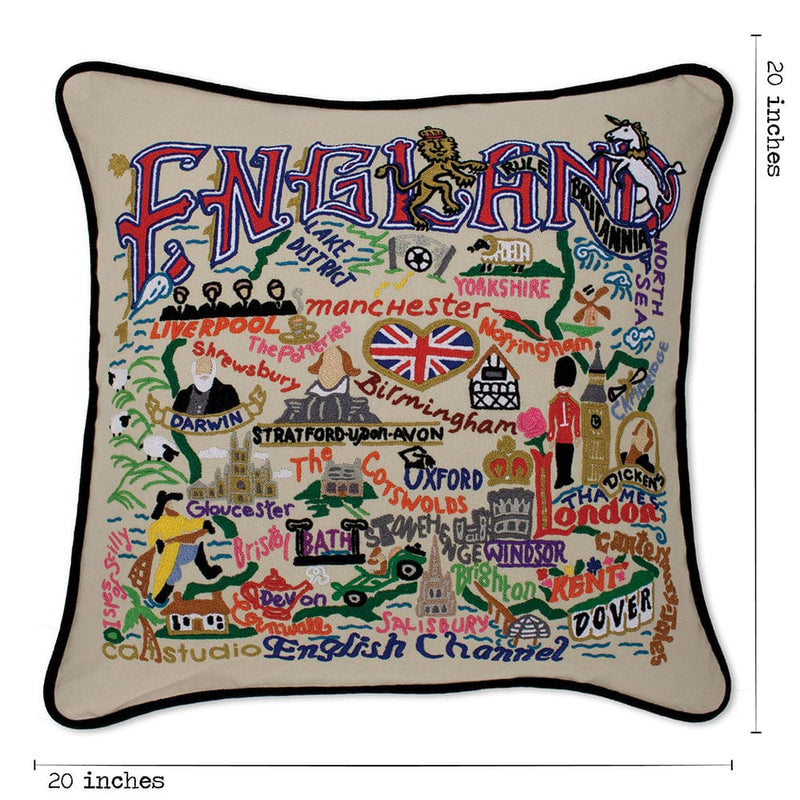 Quirks! Pillows England Hand-Embroidered Pillow