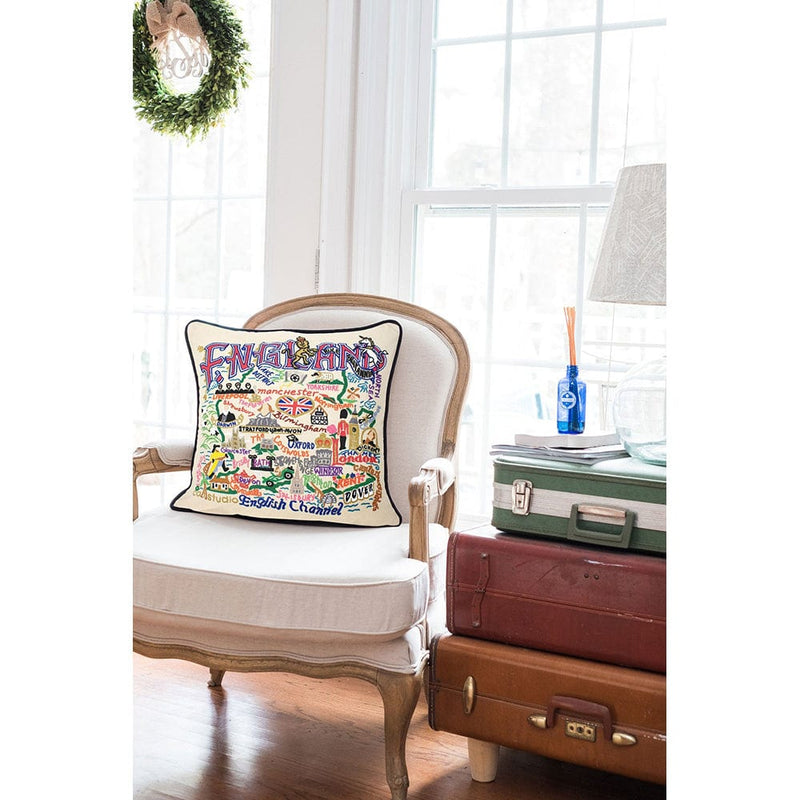 Quirks! Pillows England Hand-Embroidered Pillow