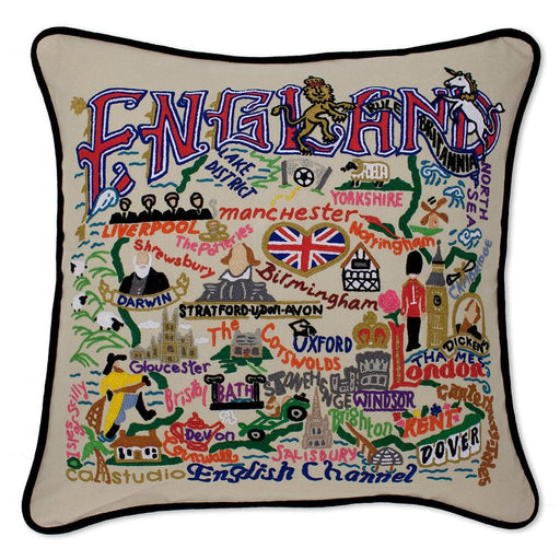 Quirks! Pillows England Hand-Embroidered Pillow