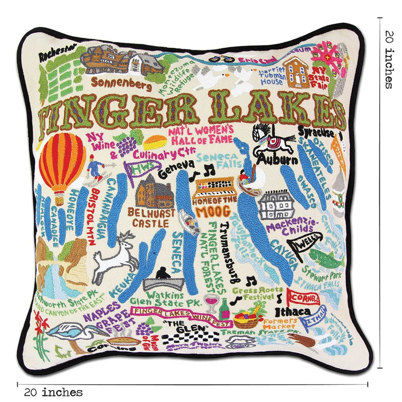 Quirks! Pillows Finger Lakes Hand-Embroidered Pillow