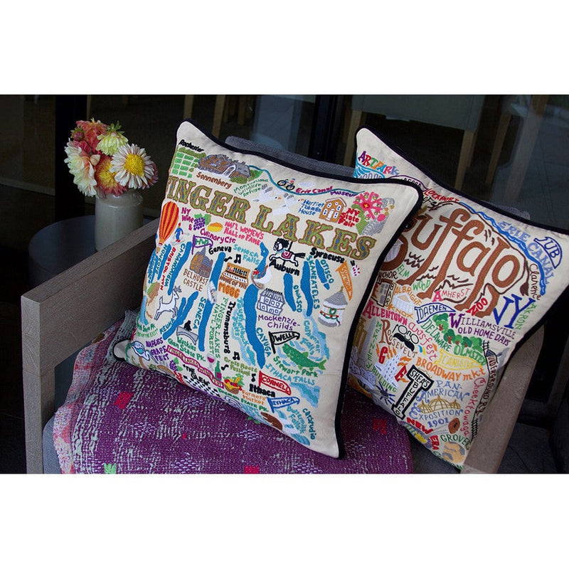 Quirks! Pillows Finger Lakes Hand-Embroidered Pillow