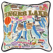 Quirks! Pillows Finger Lakes Hand-Embroidered Pillow