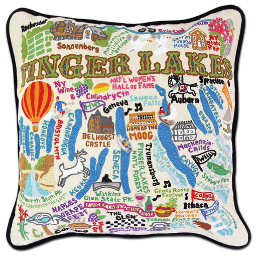 Quirks! Pillows Finger Lakes Hand-Embroidered Pillow
