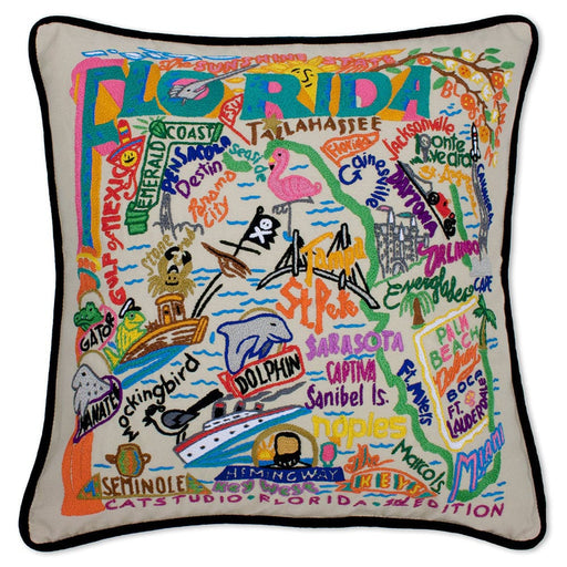Quirks! Pillows Florida Hand-Embroidered Pillow