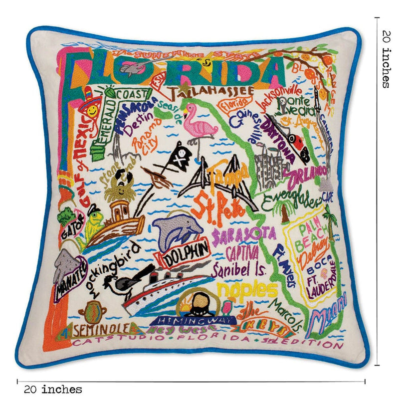 Quirks! Pillows Florida Hand-Embroidered Pillow