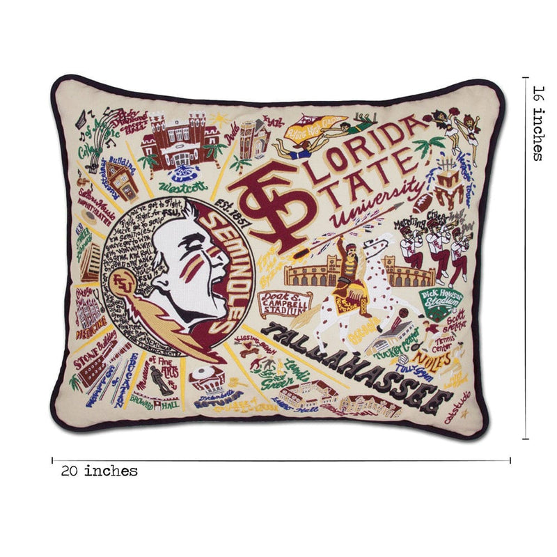 Quirks! Pillows Florida State University (FSU) Collegiate Hand-Embroidered Pillow