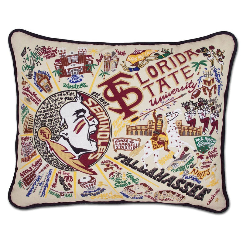 Quirks! Pillows Florida State University (FSU) Collegiate Hand-Embroidered Pillow