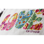 Quirks! Pillows Flower Power Love Letters Hand-Embroidered Pillow - Available in Bright or Pastel by CatStudio