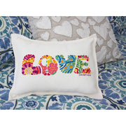 Quirks! Pillows Flower Power Love Letters Hand-Embroidered Pillow - Available in Bright or Pastel by CatStudio