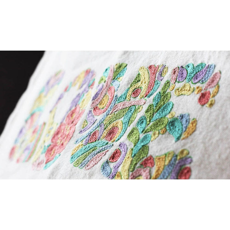 Quirks! Pillows Flower Power Love Letters Hand-Embroidered Pillow - Available in Bright or Pastel by CatStudio