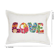 Quirks! Pillows Flower Power Love Letters Hand-Embroidered Pillow - Available in Bright or Pastel by CatStudio