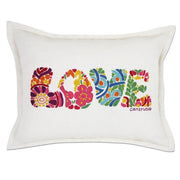 Quirks! Pillows Flower Power Love Letters Hand-Embroidered Pillow - Available in Bright or Pastel by CatStudio