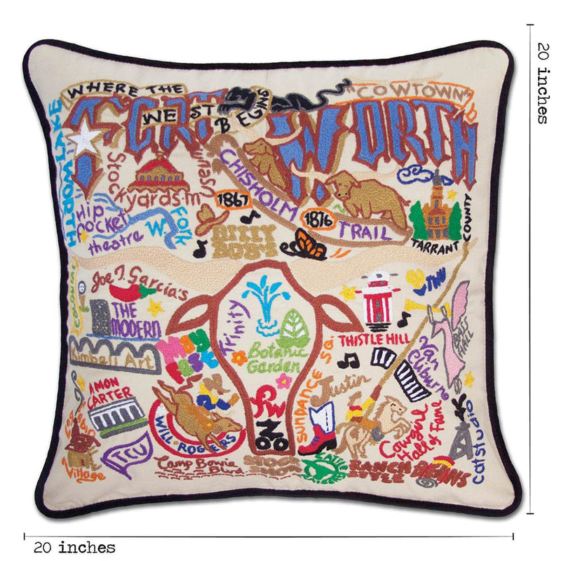 Quirks! Pillows Fort Worth, TX Hand-Embroidered Pillow
