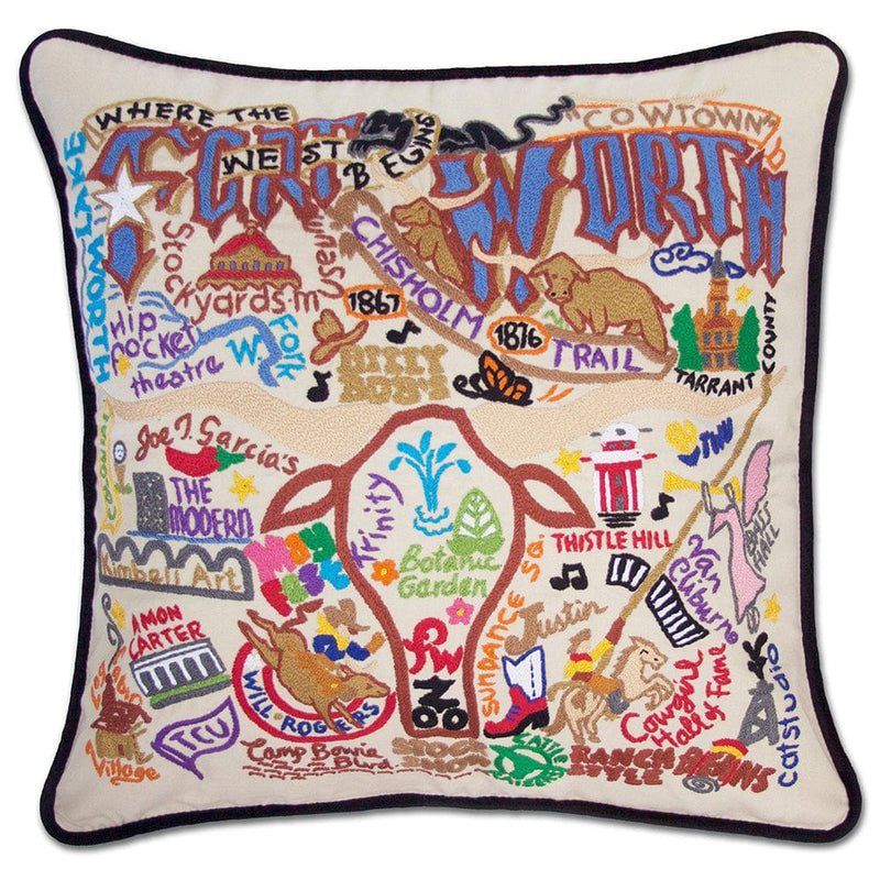 Quirks! Pillows Fort Worth, TX Hand-Embroidered Pillow