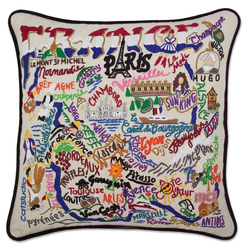 Quirks! Pillows France Hand-Embroidered Pillow
