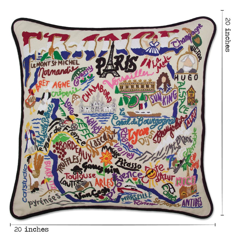 Quirks! Pillows France Hand-Embroidered Pillow