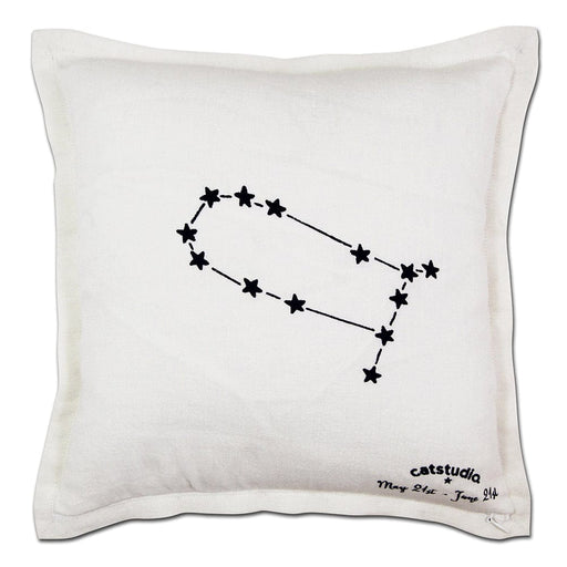 Quirks! Pillows Gemini Astrology Hand-Embroidered Pillow by Cat Studio