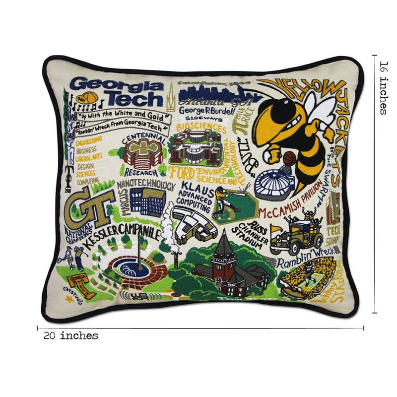 Quirks! Pillows Georgia Tech Collegiate Hand-Embroidered Pillow