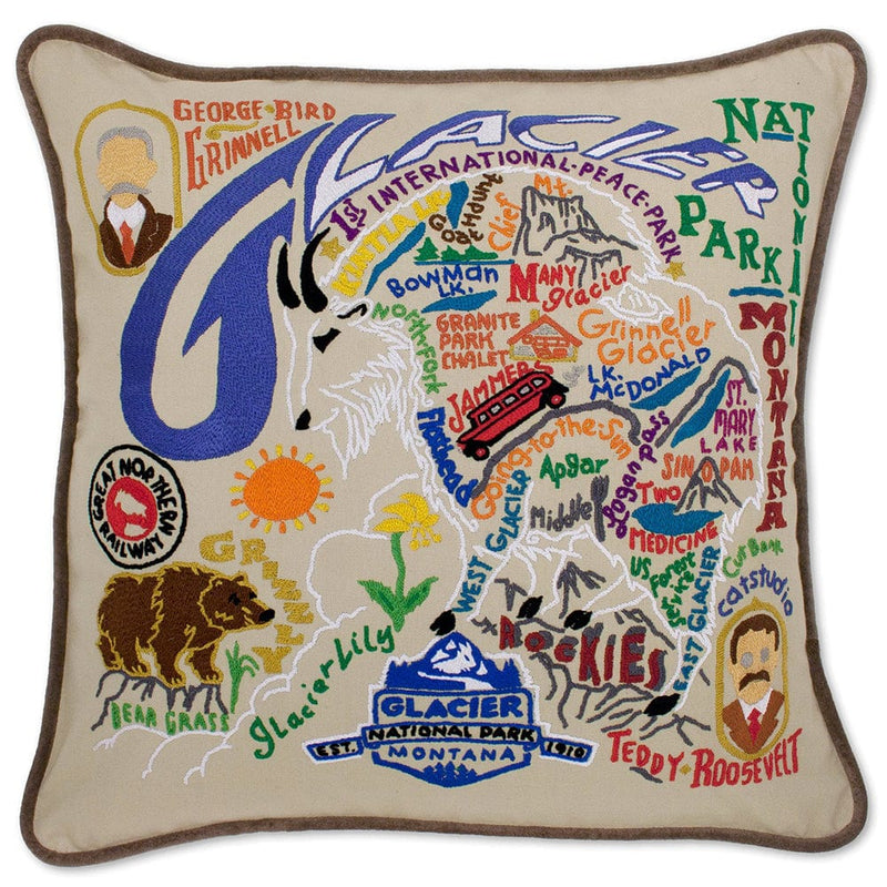 Quirks! Pillows Glacier Park Hand-Embroidered Pillow