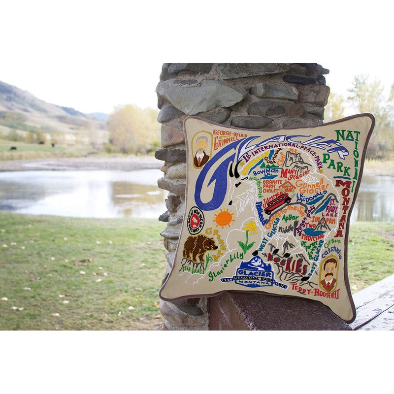 Quirks! Pillows Glacier Park Hand-Embroidered Pillow