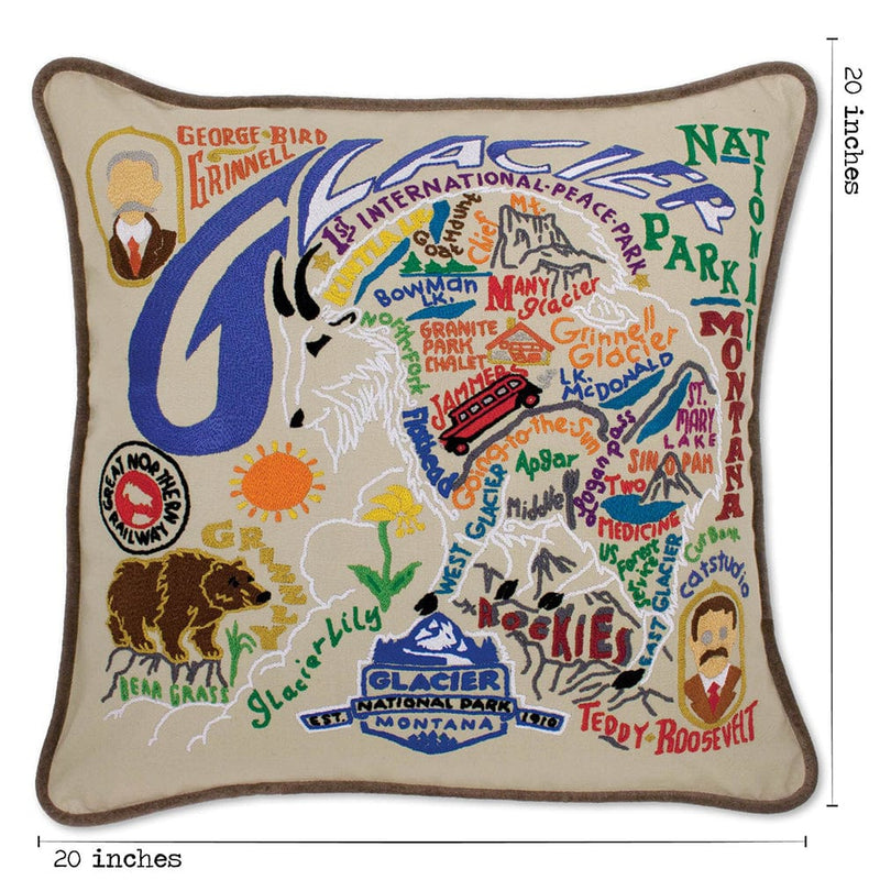 Quirks! Pillows Glacier Park Hand-Embroidered Pillow