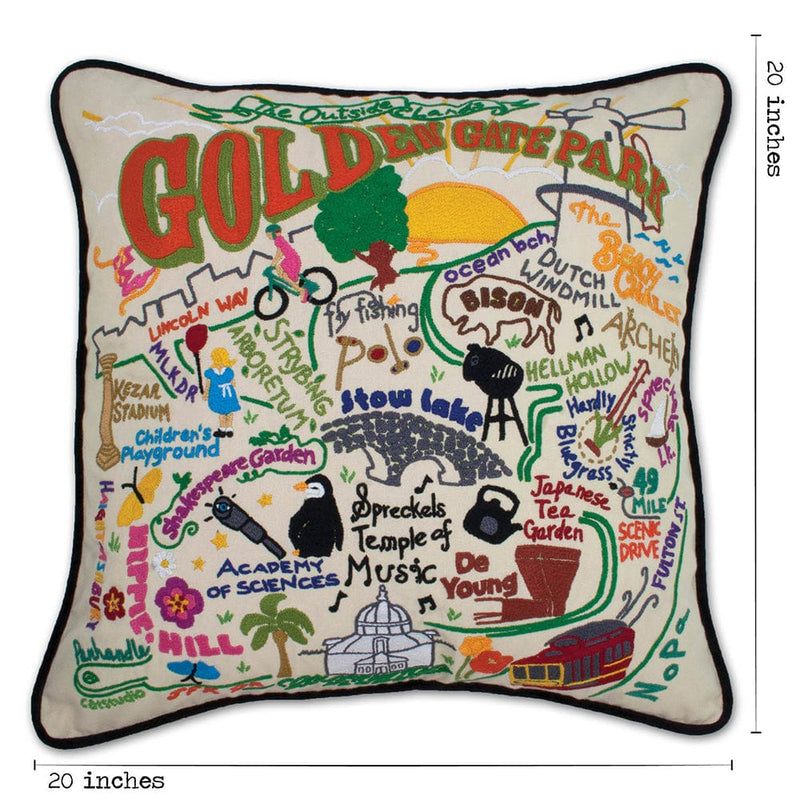 Quirks! Pillows Golden Gate Park Hand-Embroidered Pillow