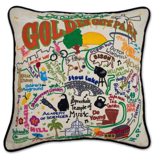 Quirks! Pillows Golden Gate Park Hand-Embroidered Pillow