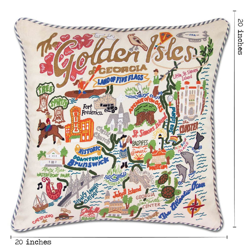 Quirks! Pillows Golden Isles Hand-Embroidered Pillow