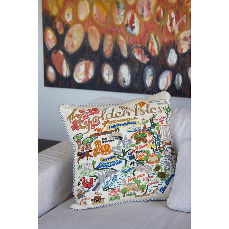Quirks! Pillows Golden Isles Hand-Embroidered Pillow