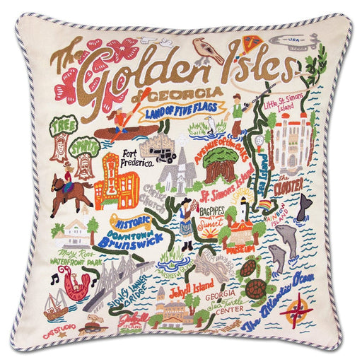 Quirks! Pillows Golden Isles Hand-Embroidered Pillow