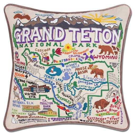 Quirks! Pillows Grand Teton Hand-Embroidered Pillow