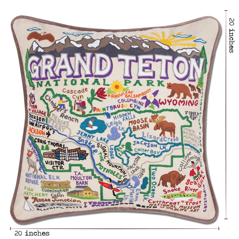 Quirks! Pillows Grand Teton Hand-Embroidered Pillow